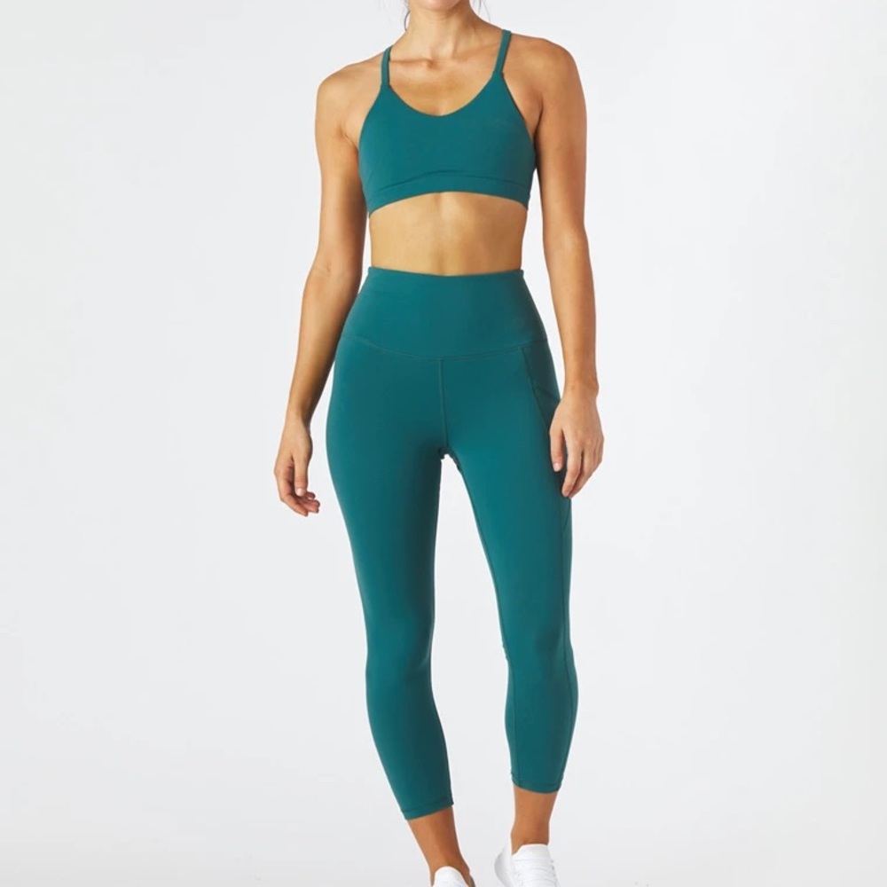 Glyder bra & legging set: beam 7/8 inch legging & vitality bra, evergreen, NWT